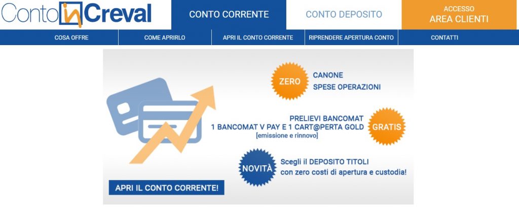 Contoincreval: guida al conto di banca di credito valtellinese Conto corrente bancario zero spese